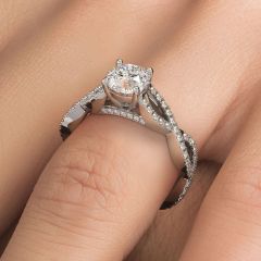 Round Brilliant Infinity Twist Cathedral Diamond Engagement Ring Setting (0.50ctw) in 18k White Gold
