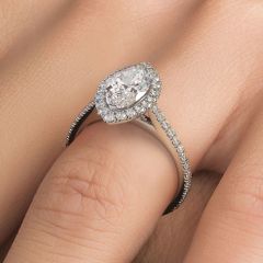Marquise Halo Micropave Diamond Engagement Ring Setting (0.50ctw) in 18k White Gold