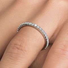 3/4 Way Micropave Diamond Wedding Band (0.35ctw) in 18K White Gold