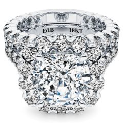 Cushion Halo Diamond Engagement Ring Setting (1.75ctw) in 18k White Gold 