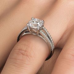 Round Brilliant Micro Prong Split Shank Diamond Engagement Ring Setting (0.31ctw) in 18k White Gold