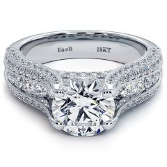 Round Brilliant Micropavé Split Shank High Cathedral Diamond Engagement Ring Setting (1.43ctw) in 18k White Gold