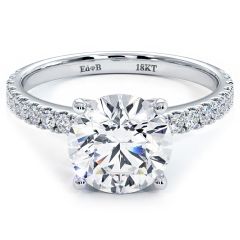 Round Brilliant Petite Micro Prong Set Diamond Engagement Ring Setting (0.42ctw) in 18k White Gold