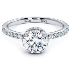 Round Hidden Halo The Sex & The City Micropavé Diamond Engagement Ring Setting (0.36ctw) in 18k White Gold