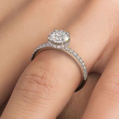 Round Hidden Halo The Sex & The City Micropavé Diamond Engagement Ring Setting (0.36ctw) in 18k White Gold