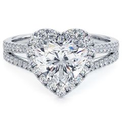 Heart Shape Halo Diamond Engagement Ring Setting With Split Shank (0.50ctw) in 18k White Gold
