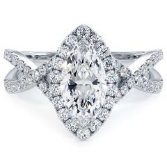 Marquise Halo Infinity Twist Micropavé Diamond Engagement Ring Setting (0.60ctw) in 18k White Gold
