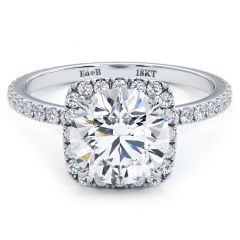 Cushion Halo With Round Center High Set Diamond Engagement Ring Setting (0.63ctw) in 18k White Gold