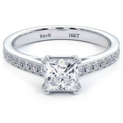 Princess Cut Petite Micropavé Cathedral Diamond Engagement Ring Setting (0.35ctw) in 18k White Gold