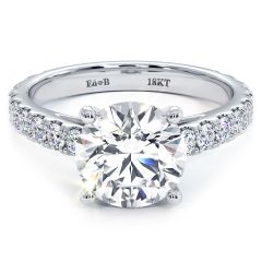 Round Center Micro Prong Set Cathedral Diamond Engagement Ring Setting (0.80ctw) in 18k White Gold