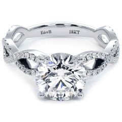 Round Brilliant Petite Micropavé Infinity Twist Diamond Engagement Ring Setting (0.42ctw) in 18k White Gold