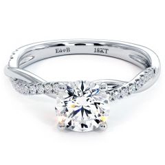 Round Center Petite Infinity Twist Micropavé Diamond Engagement Ring Setting (0.12ctw) in 18k White Gold