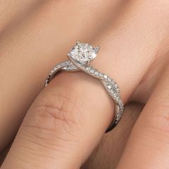 Round Center Petite Micropavé Infinity Twist Diamond Engagement Ring Setting (0.23ctw) in 18k White Gold