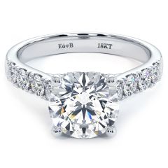 Round Center With Unique Diamond Heart Shape On The Head Engagement Ring Setting (1.0ctw) in 18k White Gold