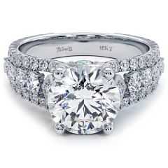 Round Brilliant Vintage Style Graduated Cathedral Split Shank Diamond Engagement Ring Setting (1.10ctw) in 18k White Gold