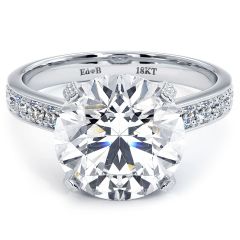 Round Brilliant Micropavé Milgrain Basket Diamond Engagement Ring Setting (0.60ctw) in 18k White Gold