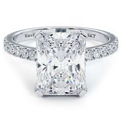 Radiant Cut Petite Micro Prong Set Diamond Engagement Ring Setting (0.65ctw) in 18k White Gold