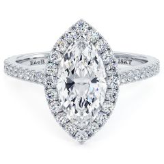 Marquise Halo Micropave Diamond Engagement Ring Setting (0.50ctw) in 18k White Gold