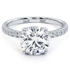 Round Hidden Halo Basket Head Petite Diamond Engagement Ring Setting (0.35ctw) in 18k White Gold