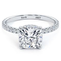 Cushion Hidden Halo Petite Micropavé Diamond Engagement Ring Setting (0.42ctw) in 18k White Gold