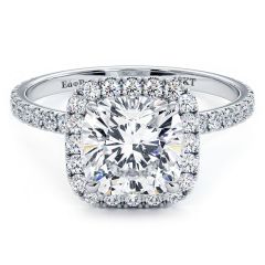 Cushion Halo Petite Micropavé Diamond Engagement Ring Setting (0.53ctw) in 18k White Gold