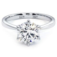 Round Center Petite Tapered 6 Prong Solitaire Engagement Ring Setting in Platinum