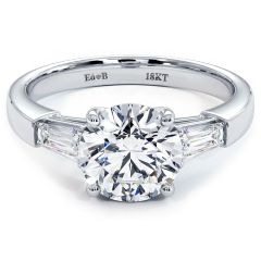 Round Center Head With 2 Tapered Baguettes On Sides Diamond Engagement Ring Setting (0.37ctw) in Platinum