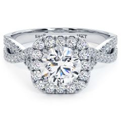 Cushion halo With Round Center Diamond Infinity Twist Diamond Engagement Ring Setting (0.53ctw) in 18k White Gold