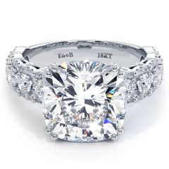 Cushion Cut Micropavé Halo Set Shank Diamond Engagement Ring Setting (1.25ctw) in 18k White Gold