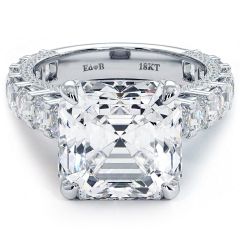 Asscher Cut Micropavé Cathedral Set Masterpiece Diamond Engagement Ring Setting (3.50ctw) in 18k White Gold