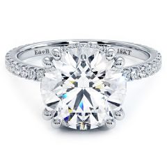 Round Hidden Halo Basket Head With Double Prongs Enagagement Ring Setting (0.40ctw) in 18k White Gold