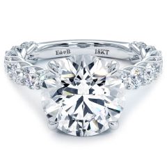 Round Hidden Halo Diamond Engagement Ring Setting (1.70ctw) in 18k White Gold