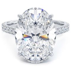 Oval Cut Petite Micropavé Diamond Engagement Ring Setting (0.90ctw) in 18k White Gold