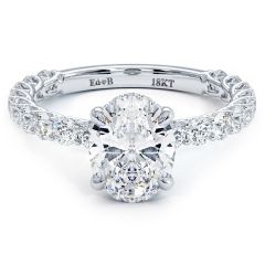 Oval Hidden Halo Basket Head Diamond Engagement Ring Setting (1.05ct) in 18k White Gold