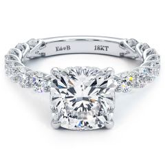 Cushion Hidden Halo Basket Head Diamond Engagement Ring Setting (1.45ctw) in 18k White Gold