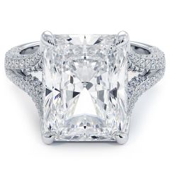 Radiant Cut Center With 3 Sided Micropave Split Shank, Diamond Engagement Ring Setting (1.15ctw) in 18k White Gold