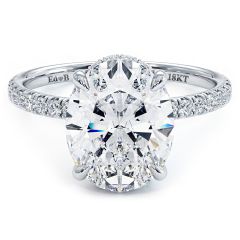 Oval Hidden Halo Basket Head Diamond Engagement Ring Setting (0.45ctw) in 18k White Gold