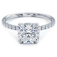 Cushion Shape Plain Gold Basket Head Diamond Engagement Ring Setting (0.30ctw) in 18k White Gold