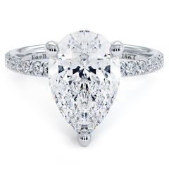 Pear Shape Hidden Halo Diamond Basket Head Engagement Ring Setting (0.65ctw) in 18k White Gold