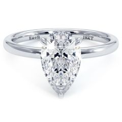 Pear Shape Hidden Halo Micropavé Wire Basket With Plain Gold Shank Engagement Ring Setting (0.18ctw) in 18k White Gold