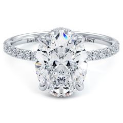 Oval Hidden Halo Basket Head Diamond Engagement Ring Setting (0.40ct) in 18k White Gold