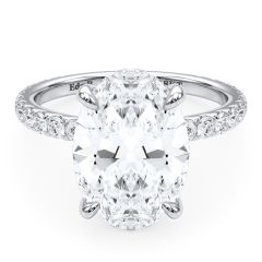 Oval Hidden Halo Micropave Diamond Engagement Ring (0.58ctw)