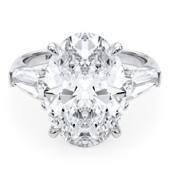 Three Stone Ring Oval Center with Tapered Baguettes - Lab Grown Diamonds (0.75ctw)