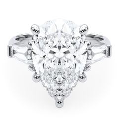 Three Stone Ring Pear Shape with Tapered Baguettes (0.48ctw)