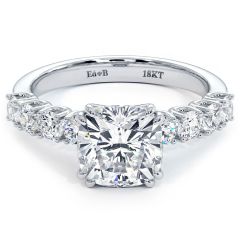Cushion Cut Double Prongs Diamond Engagement Ring Setting (0.71ctw) in 18k White Gold