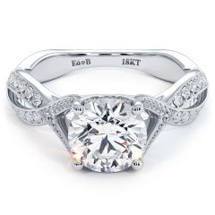 Cathedral Infinity Twist Micropave Diamond Shank, Engagement Ring Setting (0.42ctw) in 18k White Gold