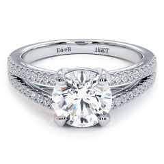 Round Brilliant Micro Prong Split Shank Diamond Engagement Ring Setting (0.31ctw) in 18k White Gold