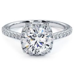 Cushion Halo With Round Center Micropavé Diamond Engagement Ring Setting (0.45ctw) in 18k White Gold