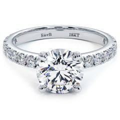 Round Brilliant Micro Prong Set Diamond Engagement Ring Setting (0.57ctw) in 18k White Gold
