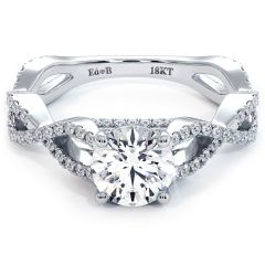 Round Brilliant Infinity Twist Cathedral Diamond Engagement Ring Setting (0.50ctw) in 18k White Gold